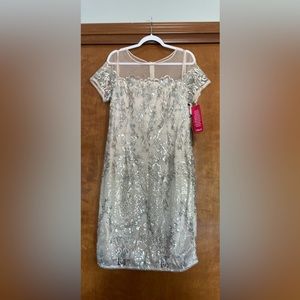 Beautiful alabaster and silver evening dress